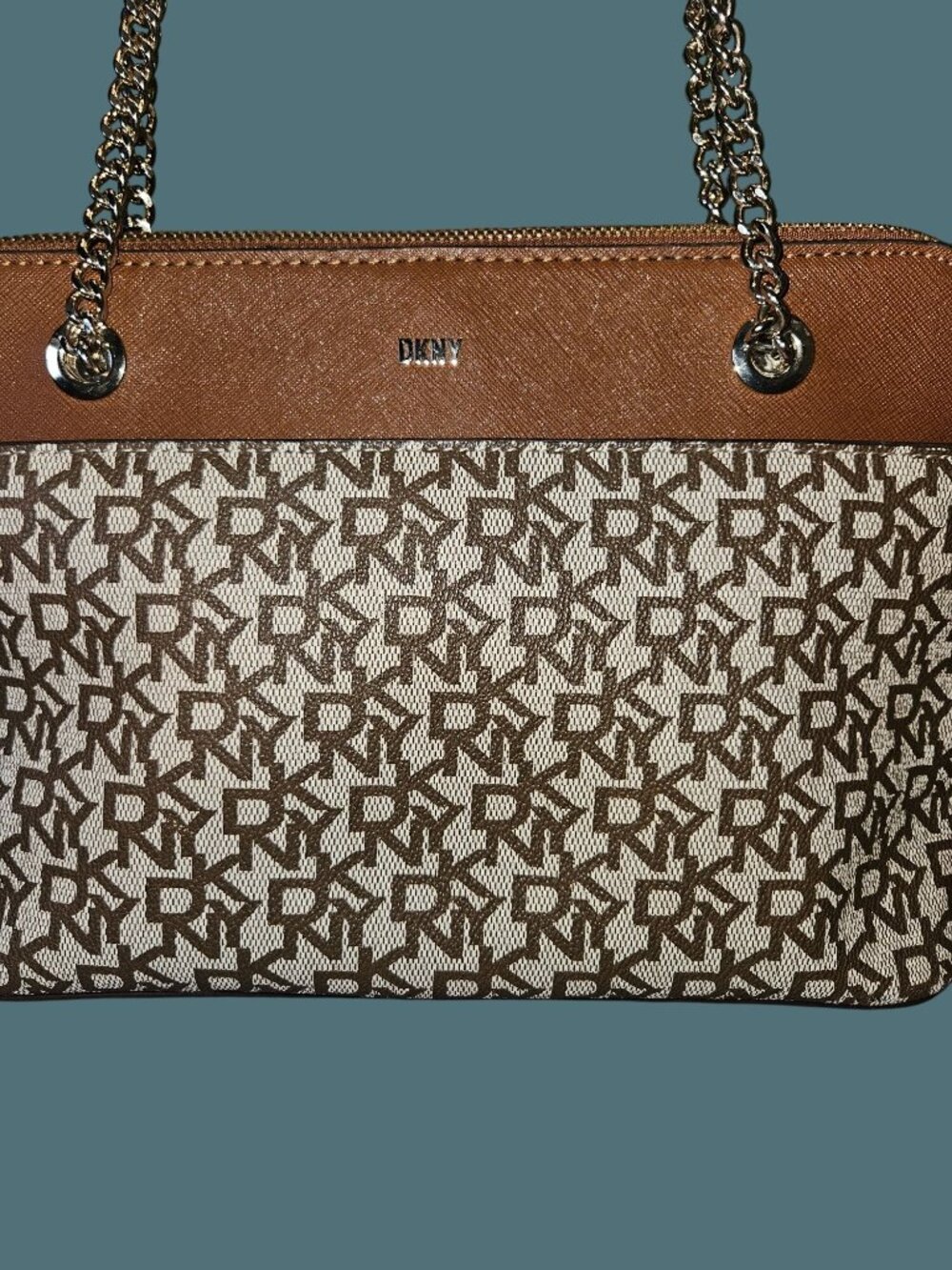 DKNY Logo Monogram Top Zip Chain Shoulder Bag - Picture 3 of 15